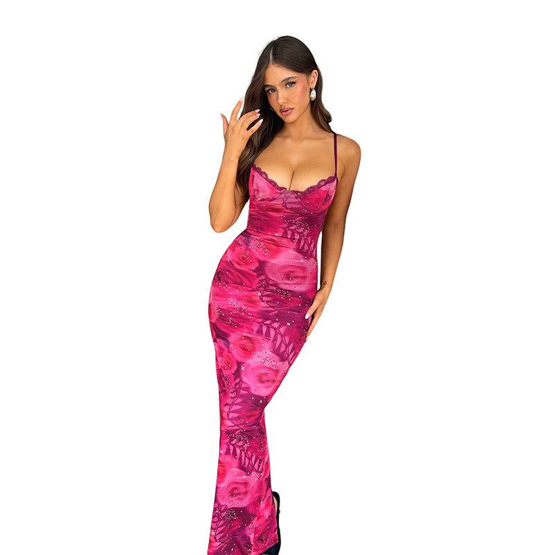 Backless Lace V-neck