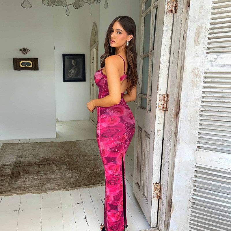 Backless Lace V-neck